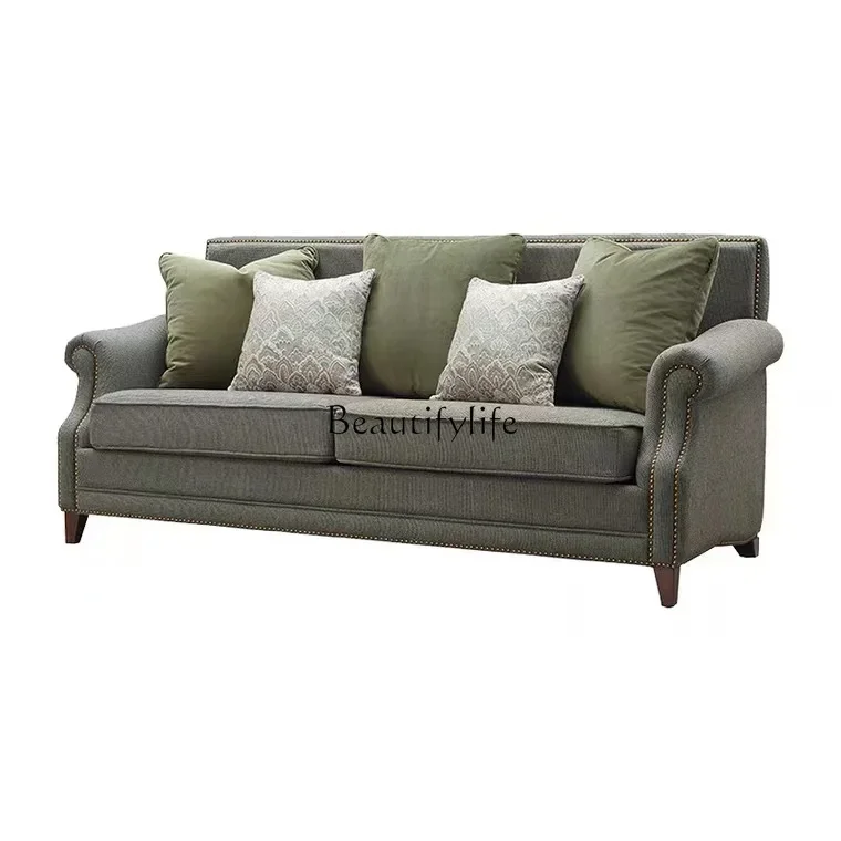 05-ls 18American Style Solid Wood Fabric Sofa Vintage Pastoral Style Living Room Green Cotton Linen Three-Seater Set
05-ls 18American Style Solid Wood Fabric Sofa Vintage Pastoral Style Living Room Green Cotton Linen Three-Seater Set