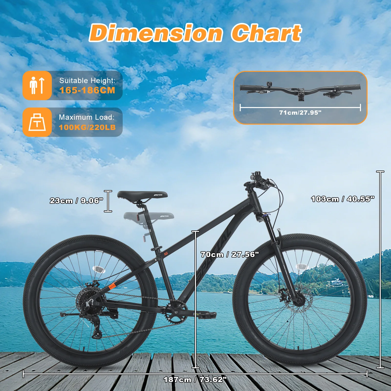 SPATIAL 27.5 inch Fat Tire Mountain Bike Aluminum ALLoy Frame 9 Speed Dual Disc Brakes Bicycle Shock absorbing Front fork MTB
SPATIAL 27.5 inch Fat Tire Mountain Bike Aluminum ALLoy Frame 9 Speed Dual Disc Brakes Bicycle Shock absorbing Front fork MTB