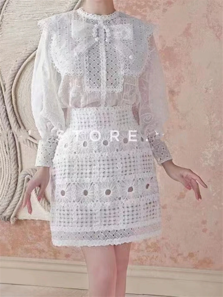 Solid Two Piece Set Women Elegant Woman Fall Winter Clothing Skirt Set Embroidery Lace High Waist Skirt + Long Sleeve Top Shirt
Solid Two Piece Set Women Elegant Woman Fall Winter Clothing Skirt Set Embroidery Lace High Waist Skirt + Long Sleeve Top Shirt