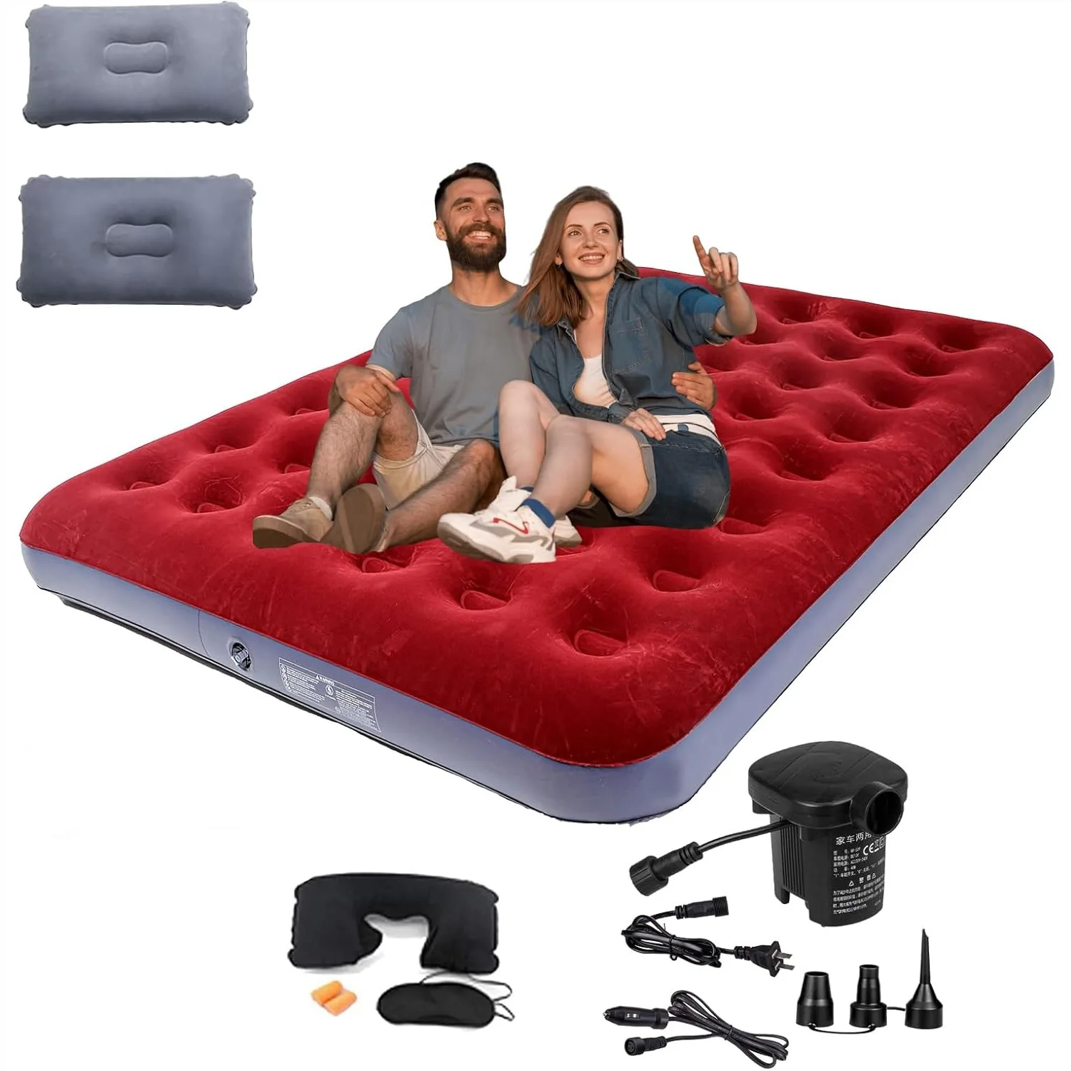 Queen Size Double Camping Air Mattress with Pump, 80x60x8.6 Inch Inflatable Bed for Home, Travel, Hiking
Queen Size Double Camping Air Mattress with Pump, 80x60x8.6 Inch Inflatable Bed for Home, Travel, Hiking