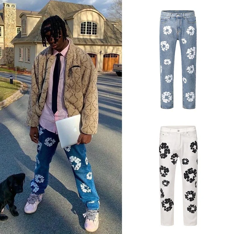 High Street Harajuku Jeans Men Flowers Full Print Kanye Denim Pants Retro Casual Baggy Trousers Oversized Streetwear Unisex Blue
High Street Harajuku Jeans Men Flowers Full Print Kanye Denim Pants Retro Casual Baggy Trousers Oversized Streetwear Unisex Blue