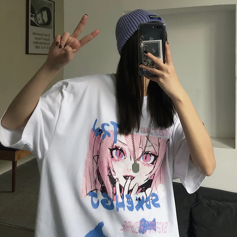 Summer Oversized T-shirts Women Anime Print Harajuku Grunge Loose Steampunk Tee Gothic Female Clothing Kawaii Y2k Aesthetic Top
Summer Oversized T-shirts Women Anime Print Harajuku Grunge Loose Steampunk Tee Gothic Female Clothing Kawaii Y2k Aesthetic Top