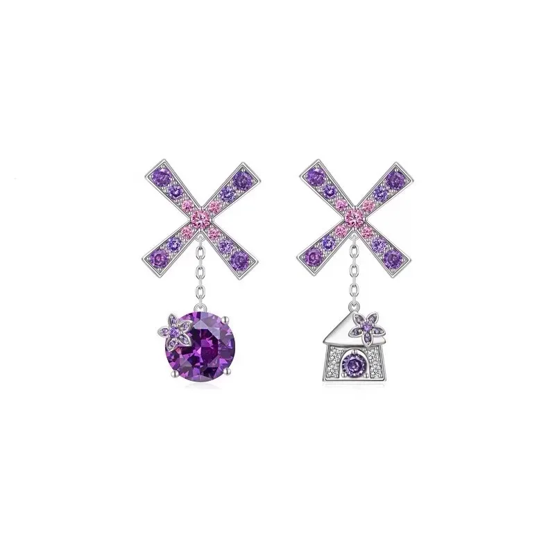 Romantic Classy 925 Silver Amethyst Windmill Ear Hoop Drop Purple Gems Long Tassel Solitaire Stud Earring Asymmetry Girl Jewelry
Romantic Classy 925 Silver Amethyst Windmill Ear Hoop Drop Purple Gems Long Tassel Solitaire Stud Earring Asymmetry Girl Jewelry