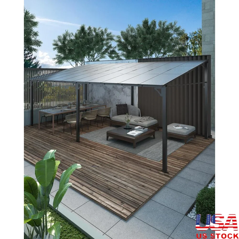 12x20 Lean to Hardtop Gazebo Polycarbonate Roof Aluminum Frame Wall Mounted Outdoor Pergola Patio Lawn Deck Parties
12x20 Lean to Hardtop Gazebo Polycarbonate Roof Aluminum Frame Wall Mounted Outdoor Pergola Patio Lawn Deck Parties