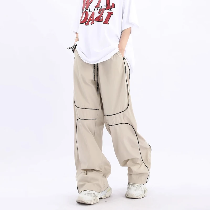 Wide Leg Sports Pants for Men Khaki Trousers Hip Hop Patchwork Black Loose Casual Korean Male Streetwear Men's Clothing
Wide Leg Sports Pants for Men Khaki Trousers Hip Hop Patchwork Black Loose Casual Korean Male Streetwear Men's Clothing
