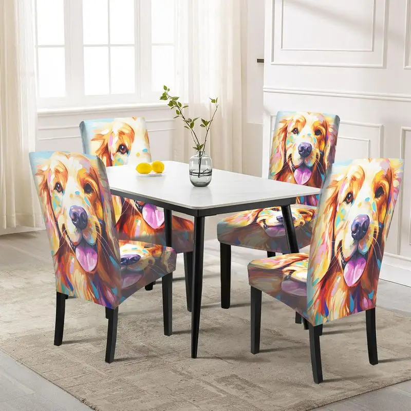 Printed chair cover, lively golden retriever print, restaurant chair cover removable and washable
Printed chair cover, lively golden retriever print, restaurant chair cover removable and washable