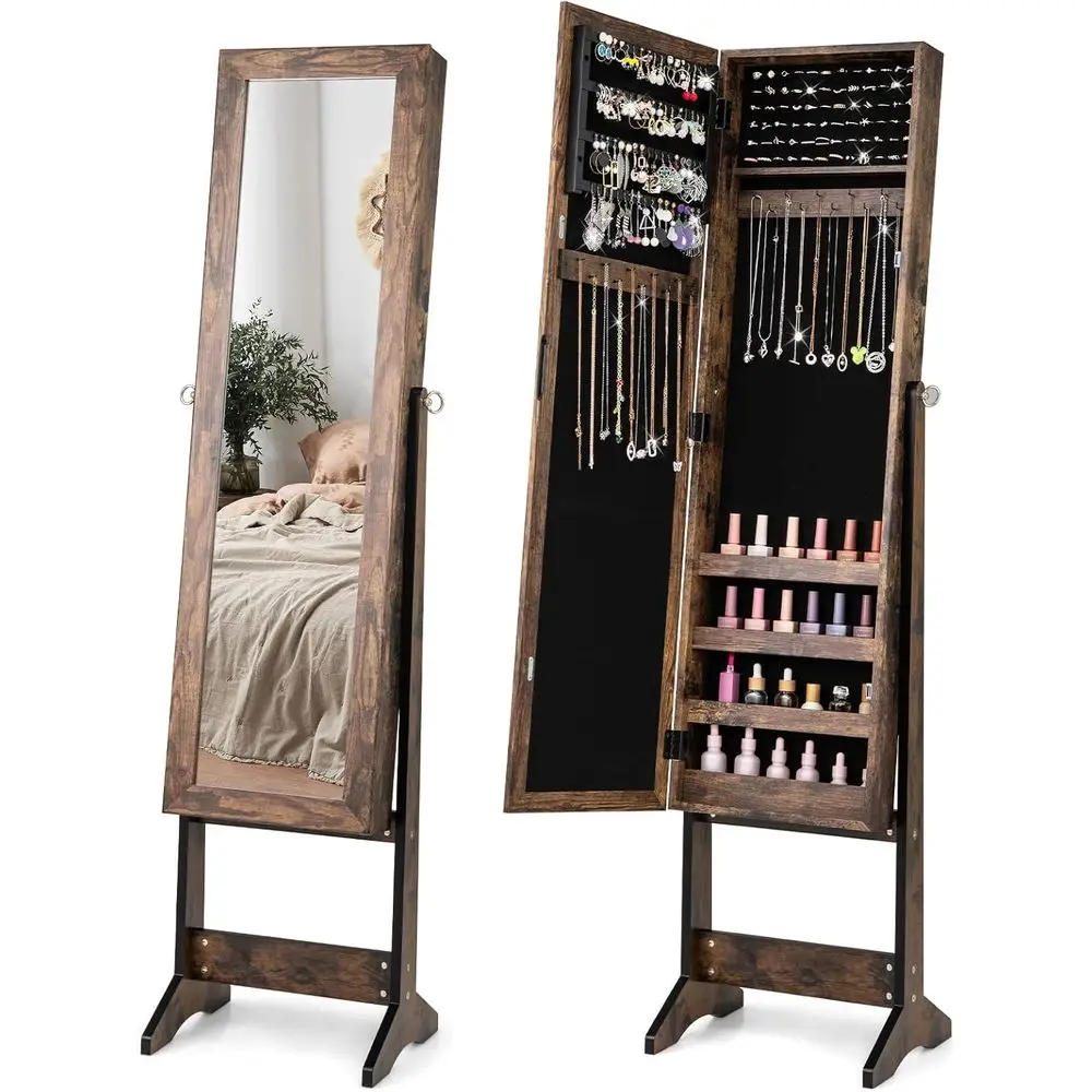 Large Standing Wardrobe Cabinet with Full-Length Mirror and Adjustable Shelves - Brown for Bedroom or Living Room
Large Standing Wardrobe Cabinet with Full-Length Mirror and Adjustable Shelves - Brown for Bedroom or Living Room