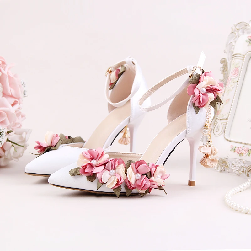Chiffon Flower Sandals Hollow Ankle Strap Pointed Toe Bride Wedding Dress Shoes Stiletto High Heels Chain Tessel Bridesmaid Shoe
Chiffon Flower Sandals Hollow Ankle Strap Pointed Toe Bride Wedding Dress Shoes Stiletto High Heels Chain Tessel Bridesmaid Shoe