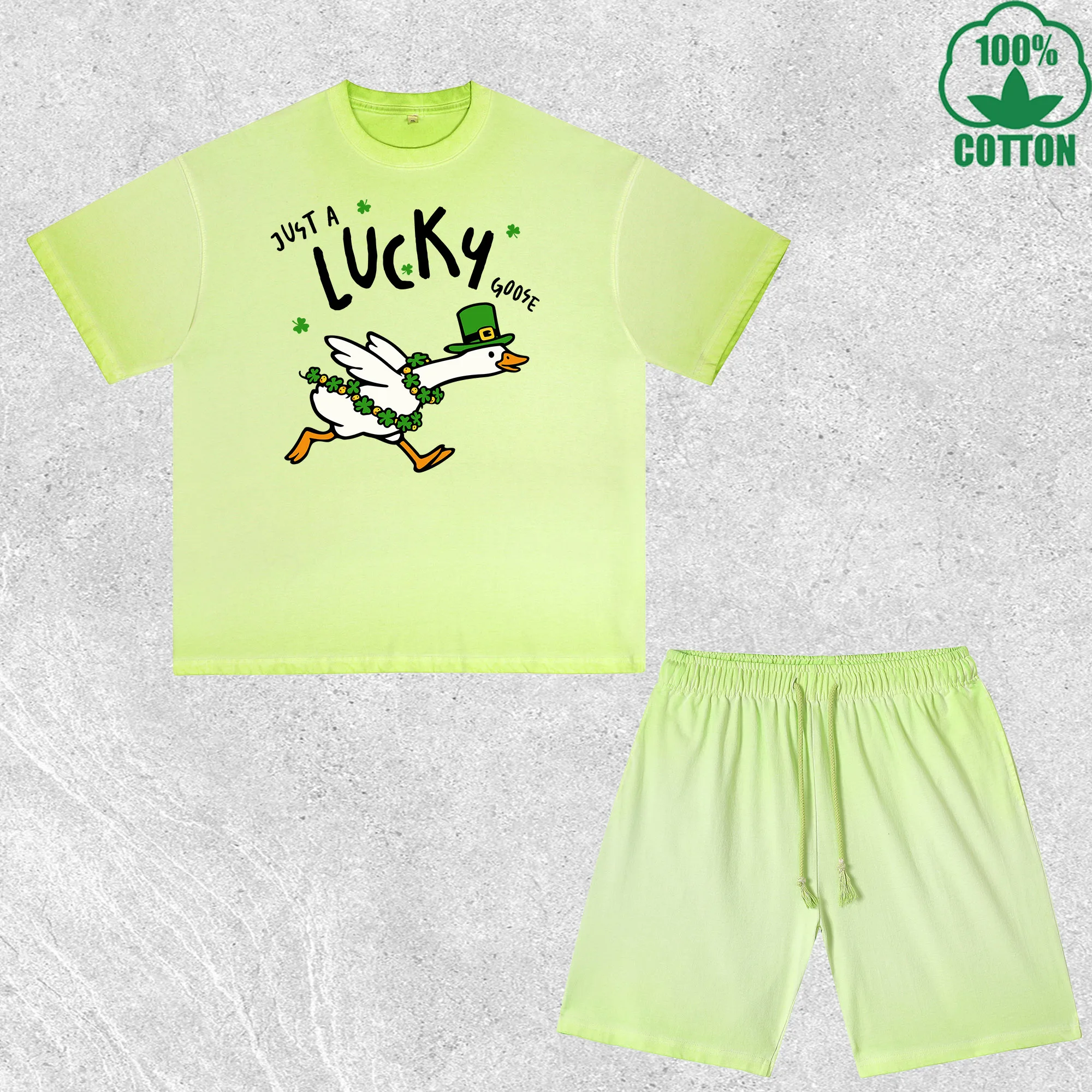 Комплект из футболки и шорт с принтом «Гусь Святого Патрика», с эффектом потертости, разноцветный, свободный крой, модный, 100% хлопок
Комплект из футболки и шорт с принтом «Гусь Святого Патрика», с эффектом потертости, разноцветный, свободный крой, модный, 100% хлопок