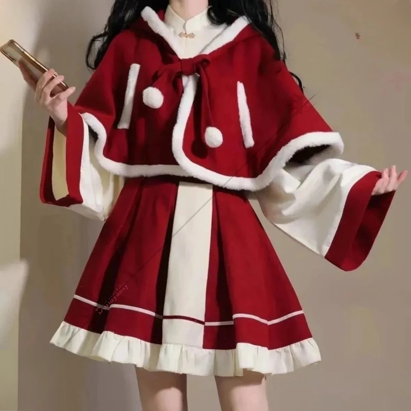 2025 Рождественский женский костюм Санта-Клауса для косплея, зимняя юбка, костюм, женское платье Лолиты, красная накидка с капюшоном, шаль, полный комплект, униформа
2025 Рождественский женский костюм Санта-Клауса для косплея, зимняя юбка, костюм, женское платье Лолиты, красная накидка с капюшоном, шаль, полный комплект, униформа