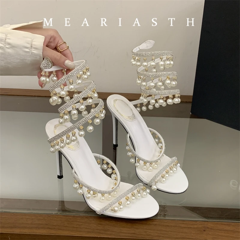 2026 Handmade Pearl Leather Ankle Snake Wrap High Heels Sweet Shoes Bride Wedding Shoes open toe Fashion Stiletto Sandals Women
2026 Handmade Pearl Leather Ankle Snake Wrap High Heels Sweet Shoes Bride Wedding Shoes open toe Fashion Stiletto Sandals Women