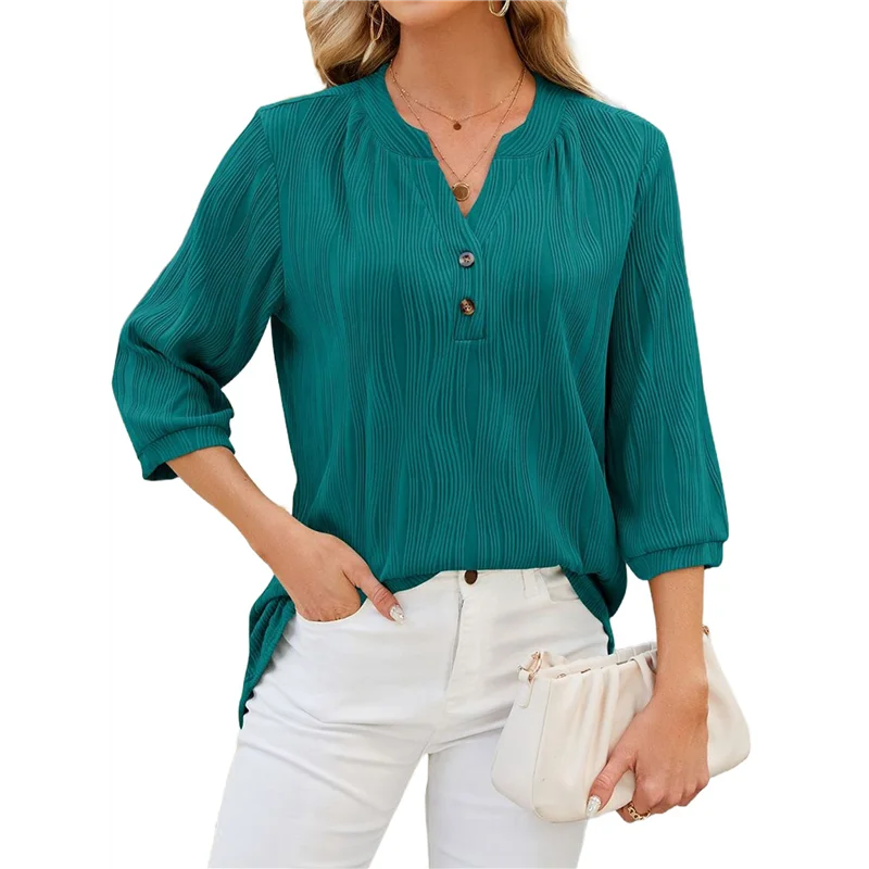 ASDS-Blouses For Women Dressy Casual 3/4 Length Sleeve Womens Tops V Neck T Shirts With Smocked Cuffs
ASDS-Blouses For Women Dressy Casual 3/4 Length Sleeve Womens Tops V Neck T Shirts With Smocked Cuffs