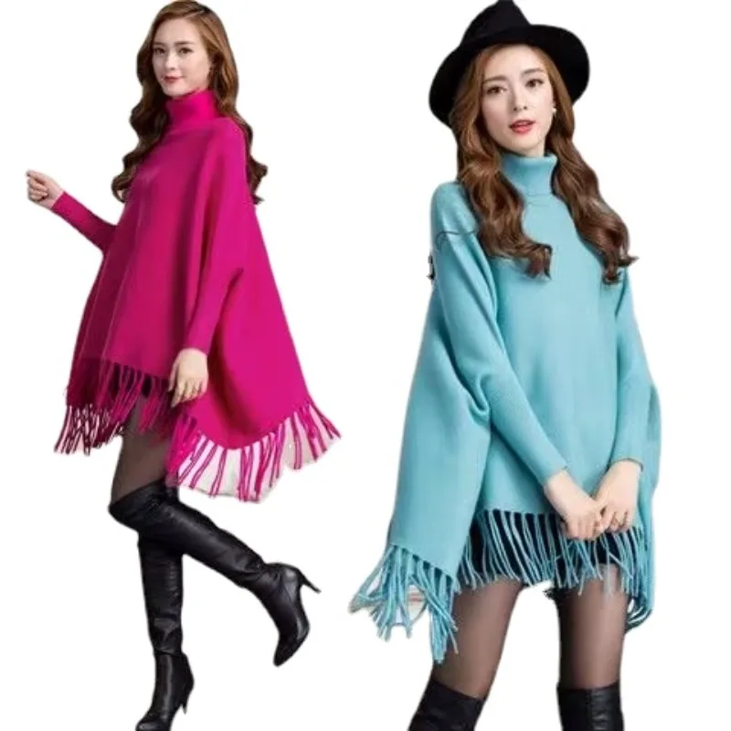 2025 Winter Women Turtleneck Pullover Korean Fashion Plus Size Loose wool Batwing Sweater Ladies Knitted Ponchos and Capes Coat
2025 Winter Women Turtleneck Pullover Korean Fashion Plus Size Loose wool Batwing Sweater Ladies Knitted Ponchos and Capes Coat