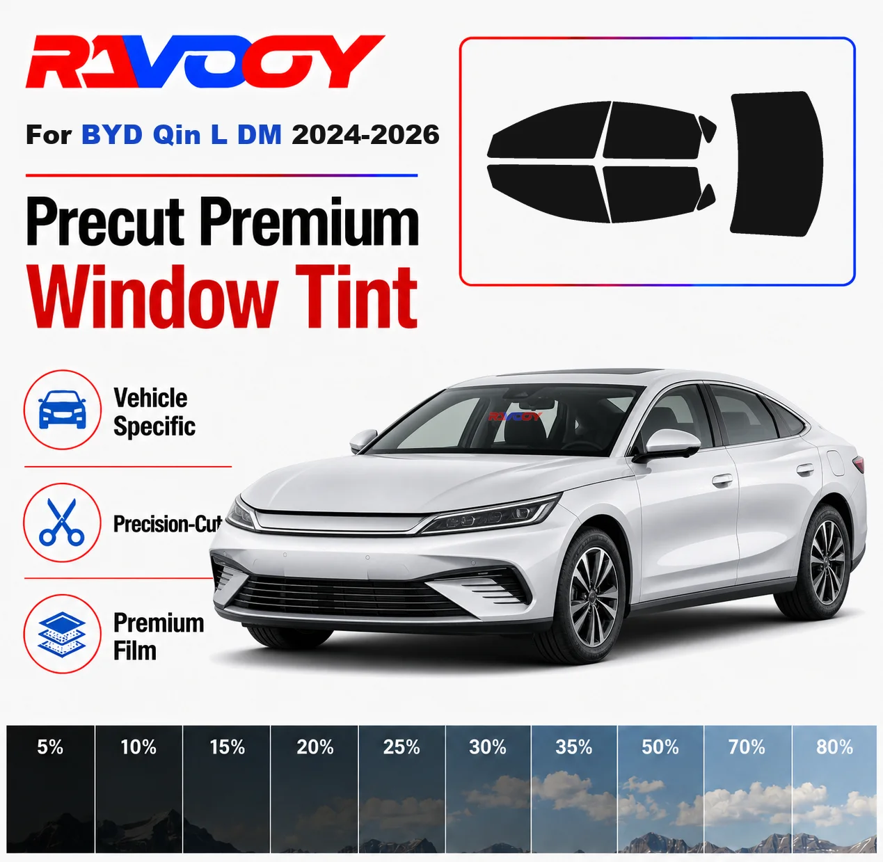 Premium Precut Window Tint Kit Front Windows Rear Windows Rear Windshield For BYD Qin L DM 2024-2026 Car Solar Nano Ceramic Film
Premium Precut Window Tint Kit Front Windows Rear Windows Rear Windshield For BYD Qin L DM 2024-2026 Car Solar Nano Ceramic Film