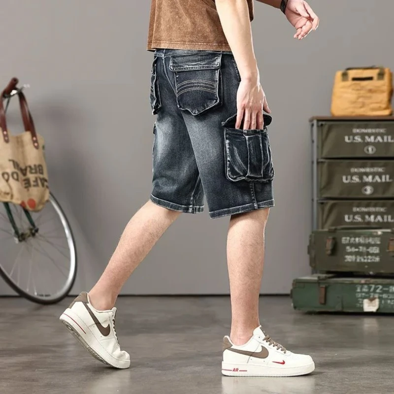Loose Fit Multi Pocket Cargo Denim Shorts for Men Big Size Summer Vintage Style Mid Thigh
Loose Fit Multi Pocket Cargo Denim Shorts for Men Big Size Summer Vintage Style Mid Thigh