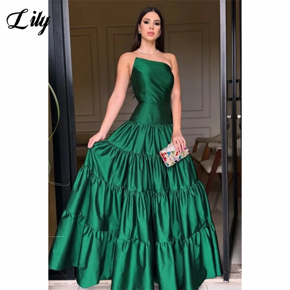 Lily Emerald Green Evening Dress Satin Ruched Big Hem Party Dress Minimalist vestido de fiesta Floor Length Prom Gown Customized
Lily Emerald Green Evening Dress Satin Ruched Big Hem Party Dress Minimalist vestido de fiesta Floor Length Prom Gown Customized