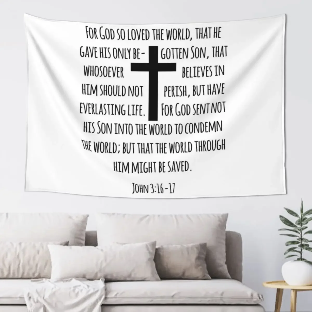 John 3:16-17, For God So Loved the World, Cross Tapestry Decor For Bedroom Hanging Wall Tapestry
John 3:16-17, For God So Loved the World, Cross Tapestry Decor For Bedroom Hanging Wall Tapestry
