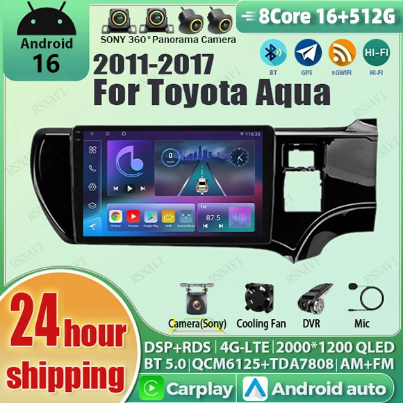 Android 16 Carplay Auto 2K Screen Car Radio Multimedia Player For Toyota Aqua 2011 - 2017 Autoradio GPS Stereo 2 din Head Unit
Android 16 Carplay Auto 2K Screen Car Radio Multimedia Player For Toyota Aqua 2011 - 2017 Autoradio GPS Stereo 2 din Head Unit