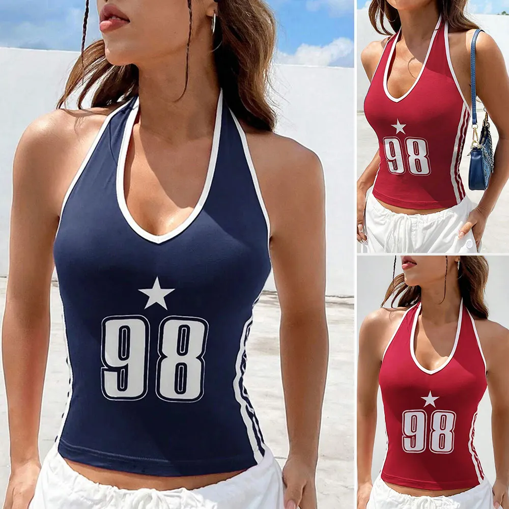 Autumn Spring Casual Tanks Women's Sporty Plain Star 98 Print Binding Detail Slim Fit Cropped Top with V-Neck
Autumn Spring Casual Tanks Women's Sporty Plain Star 98 Print Binding Detail Slim Fit Cropped Top with V-Neck