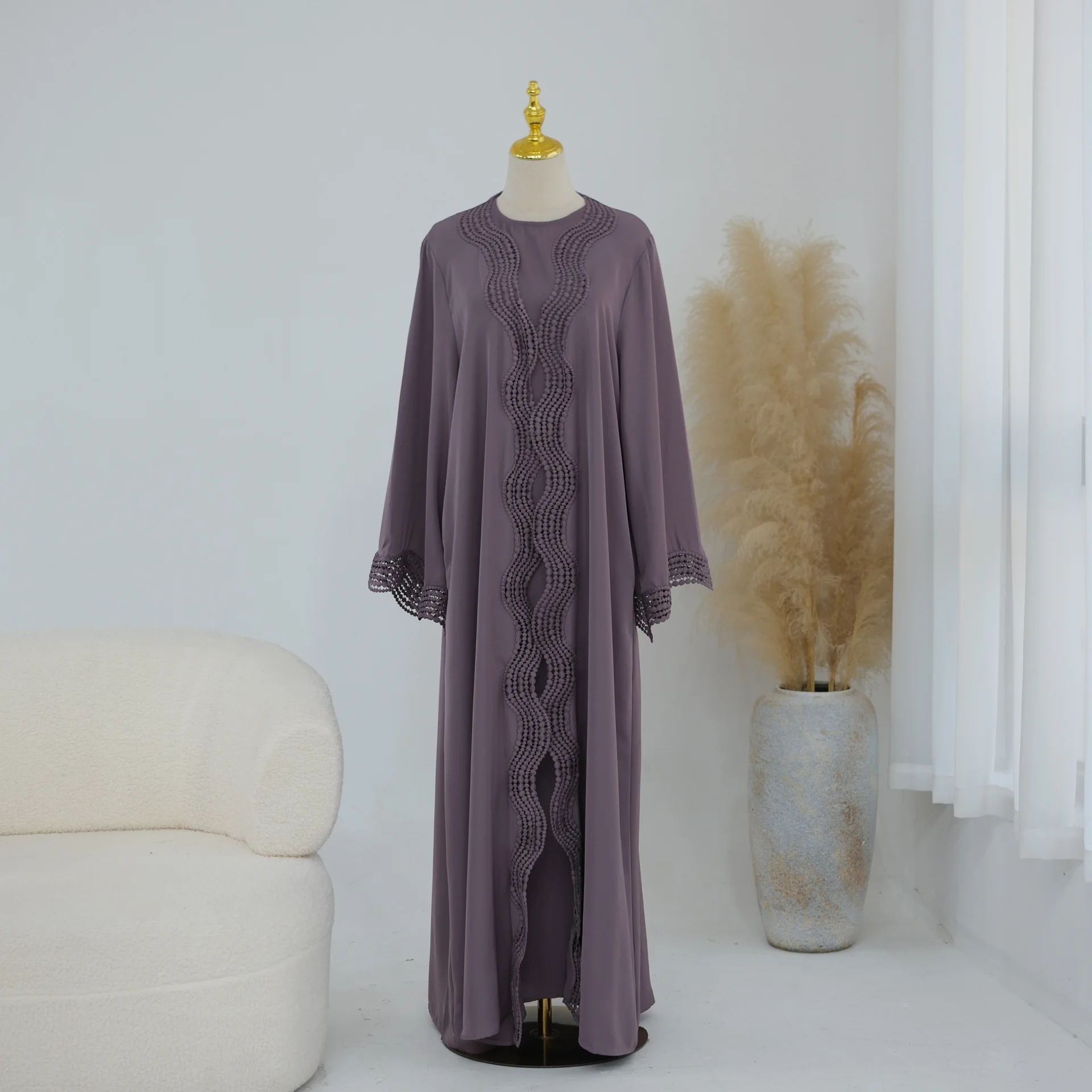 Muslim Long Sleeve Two Piece Set Open Front Cardigan And Basic Inner Top Women Fashion Loose Fit Outfit Soft Islamic Clothing
Muslim Long Sleeve Two Piece Set Open Front Cardigan And Basic Inner Top Women Fashion Loose Fit Outfit Soft Islamic Clothing