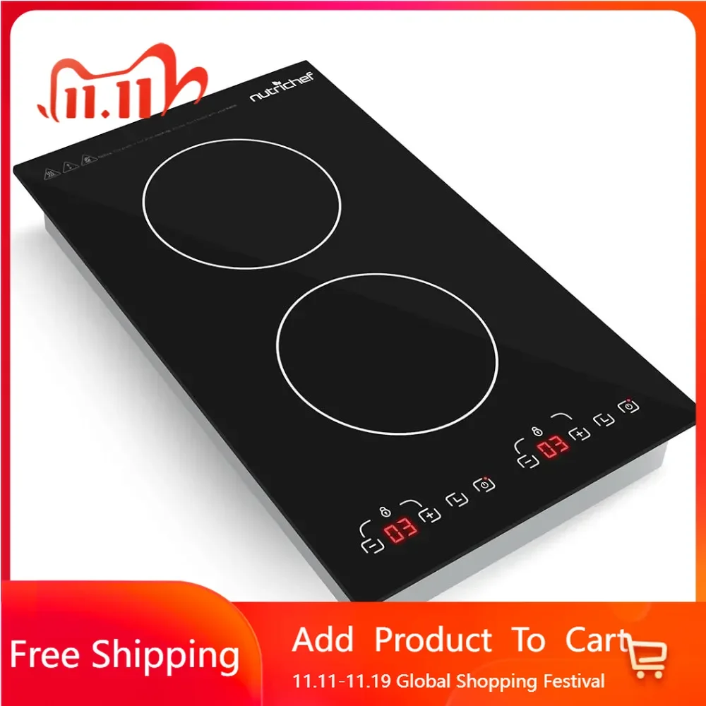 Induction Cooktop - 2 Glass Burner- Adjustable Temperature Settings - 1800W Electric Induction Cooker - Digital Touch Sensors
Induction Cooktop - 2 Glass Burner- Adjustable Temperature Settings - 1800W Electric Induction Cooker - Digital Touch Sensors