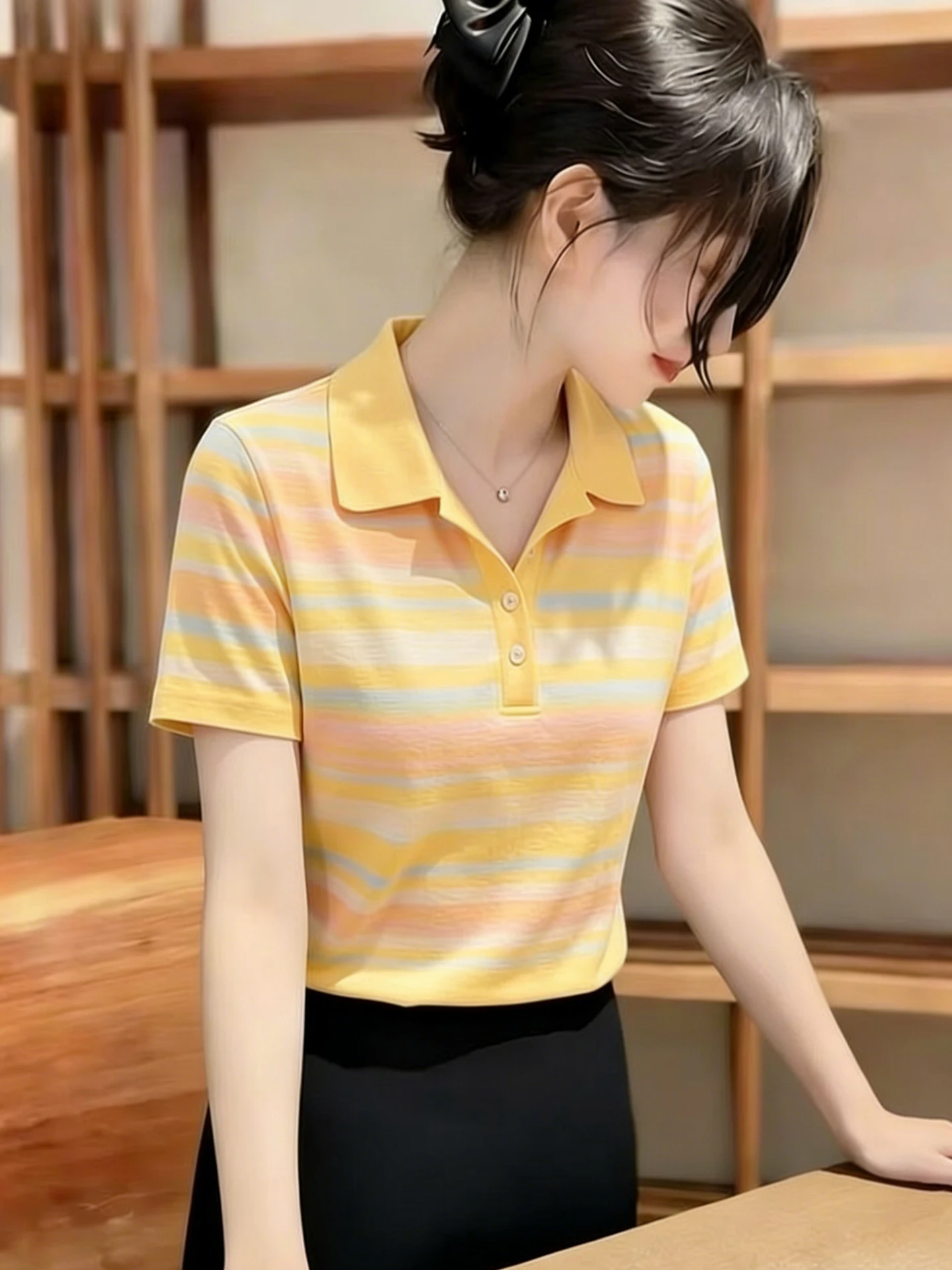 Design Sensation Color Block Stripe Short Sleeve T-Shirt Korean Style New 2026 Summer Fashion Age Reduction Soft Skin-friendl...
Design Sensation Color Block Stripe Short Sleeve T-Shirt Korean Style New 2026 Summer Fashion Age Reduction Soft Skin-friendl...