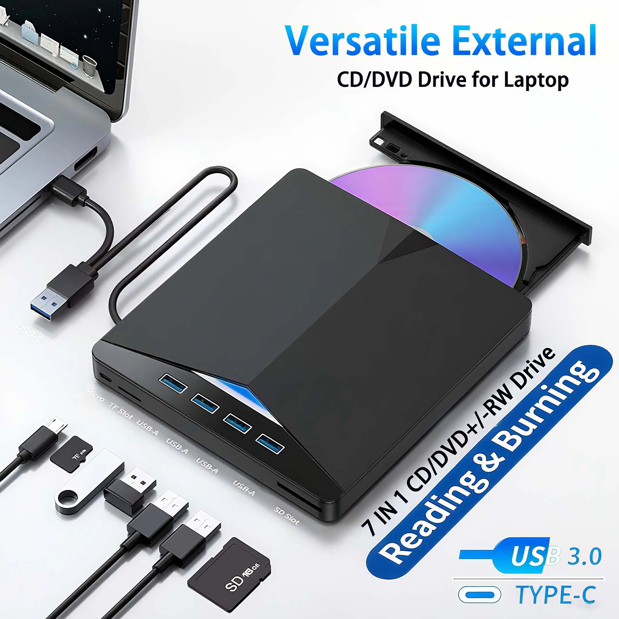 7-в-1 USB 3.0 Type-c Внешний DVD RW CD-считыватель Плеер Оптические приводы Лоток Тип записи DVD Для ноутбука ПК Настольный компьютер IMacs
7-в-1 USB 3.0 Type-c Внешний DVD RW CD-считыватель Плеер Оптические приводы Лоток Тип записи DVD Для ноутбука ПК Настольный компьютер IMacs