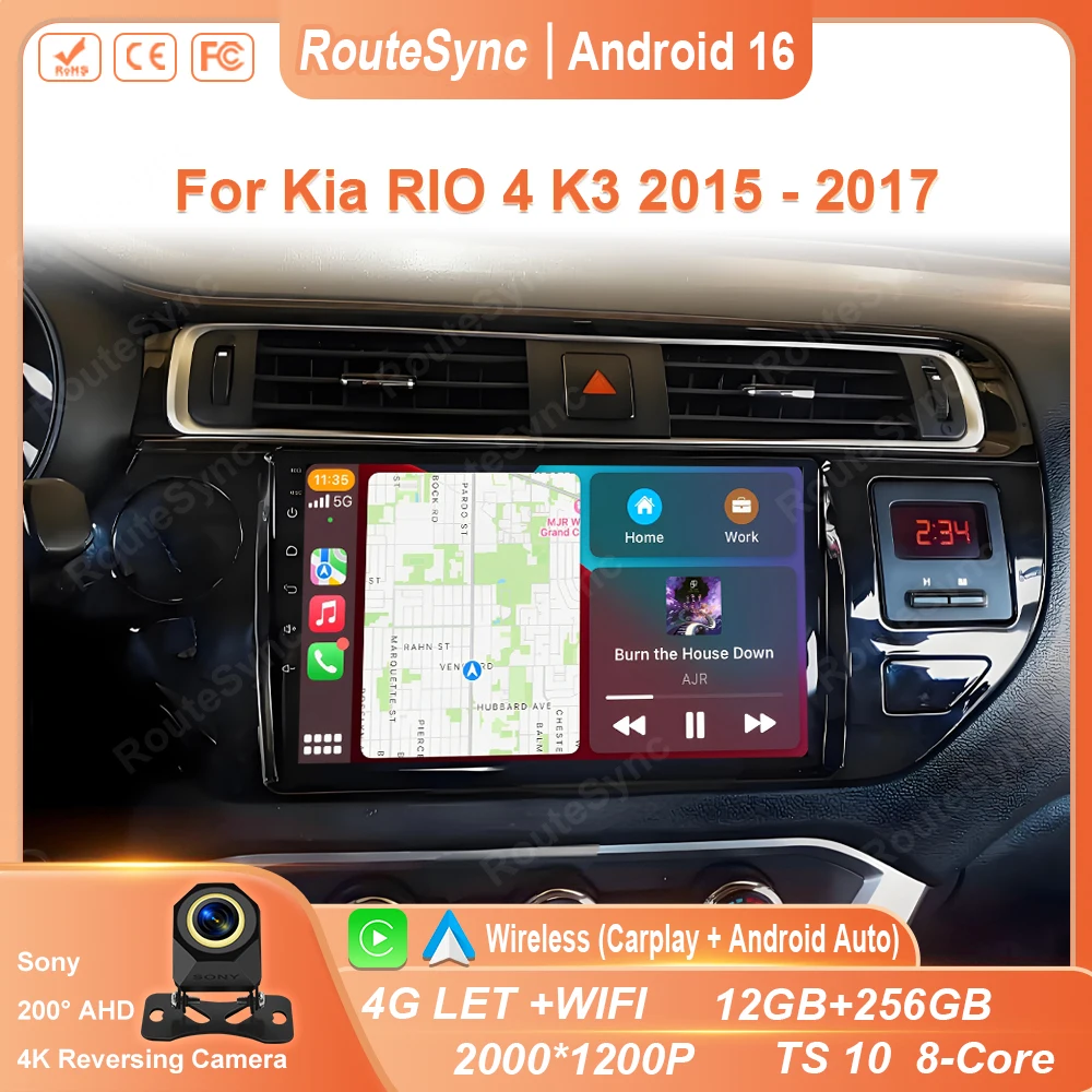 Android 16 For Kia RIO 4 K3 2011 2012 2013 2014 - 2017 Carplay Car Radio Navigation GPS Multimedia Player stereo wifi+4G Auto BT
Android 16 For Kia RIO 4 K3 2011 2012 2013 2014 - 2017 Carplay Car Radio Navigation GPS Multimedia Player stereo wifi+4G Auto BT