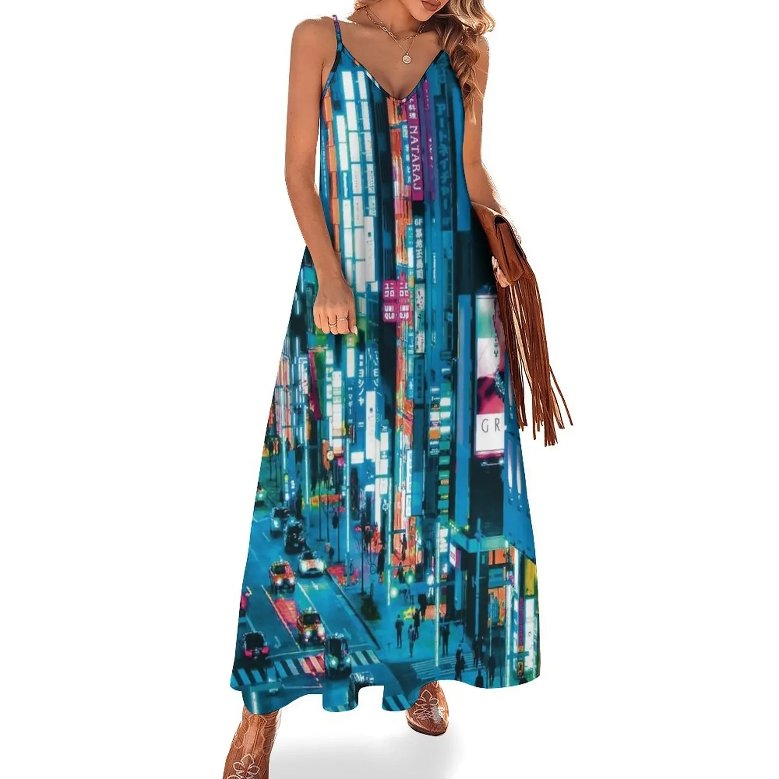 Tokyo At Night Neon Blue Sleeveless Dress Women's summer long dress Woman clothes party dresses woman Dress
Tokyo At Night Neon Blue Sleeveless Dress Women's summer long dress Woman clothes party dresses woman Dress