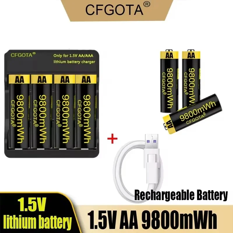 AA Battery 1.5V Li-ion AA Rechargeable Battery 9800mAh AA Lithium-ion Battery for remote control mouse small fan Electric toy
AA Battery 1.5V Li-ion AA Rechargeable Battery 9800mAh AA Lithium-ion Battery for remote control mouse small fan Electric toy