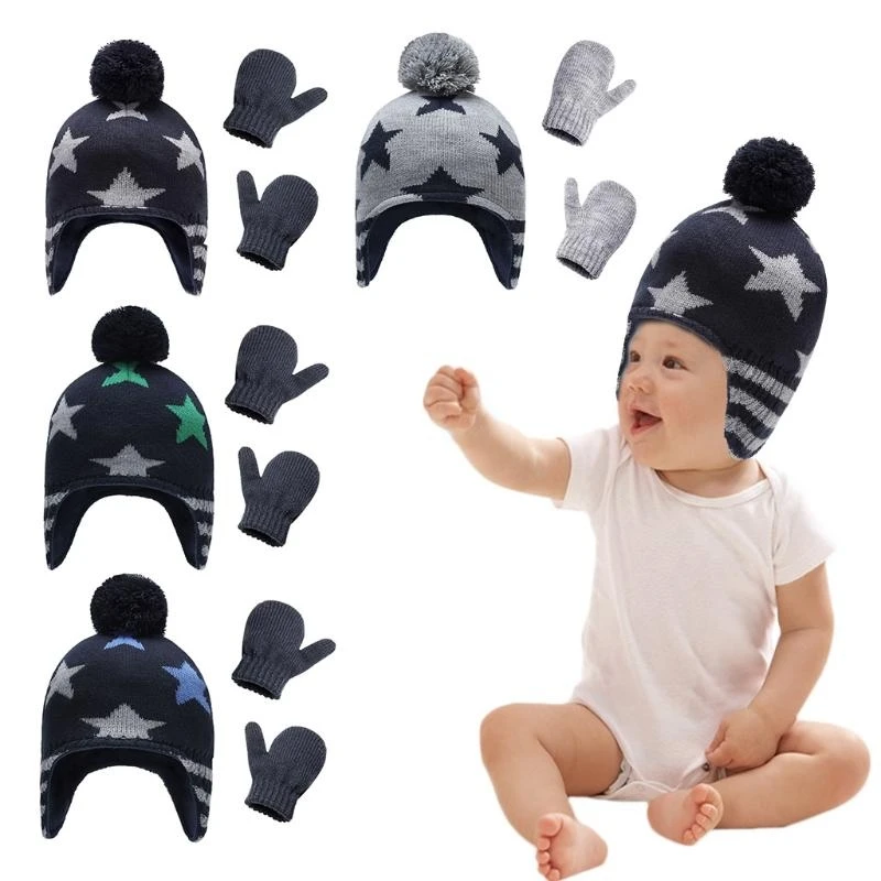 J15U Baby Knit Hat Gloves Set Skiing Winter Cap Beanie with Warm Ear Flap Mitten Cold Weather Gifts Accessories
J15U Baby Knit Hat Gloves Set Skiing Winter Cap Beanie with Warm Ear Flap Mitten Cold Weather Gifts Accessories