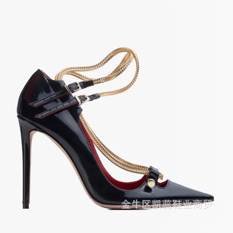 Spring/Summer Pointed Shallow Mouth Metal Chain Nail Single Shoes Thin High Heel Banquet Dress Versatile Large Size Women Sandal
Spring/Summer Pointed Shallow Mouth Metal Chain Nail Single Shoes Thin High Heel Banquet Dress Versatile Large Size Women Sandal