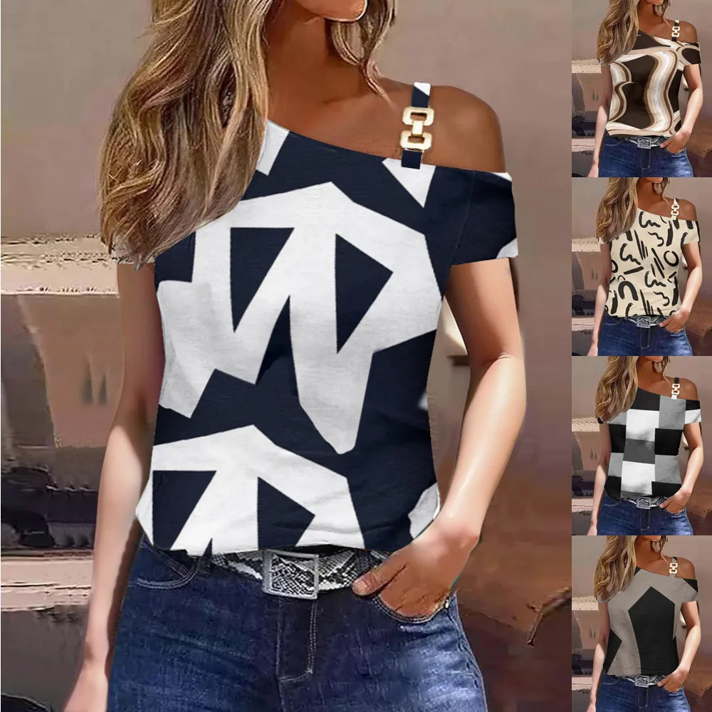 Tops for Women 2024 Summer Fashion New Simple Short Sleeve Metal Button Print Top T-shirt Versatile ladies Tee Casual T-Shirt
Tops for Women 2024 Summer Fashion New Simple Short Sleeve Metal Button Print Top T-shirt Versatile ladies Tee Casual T-Shirt