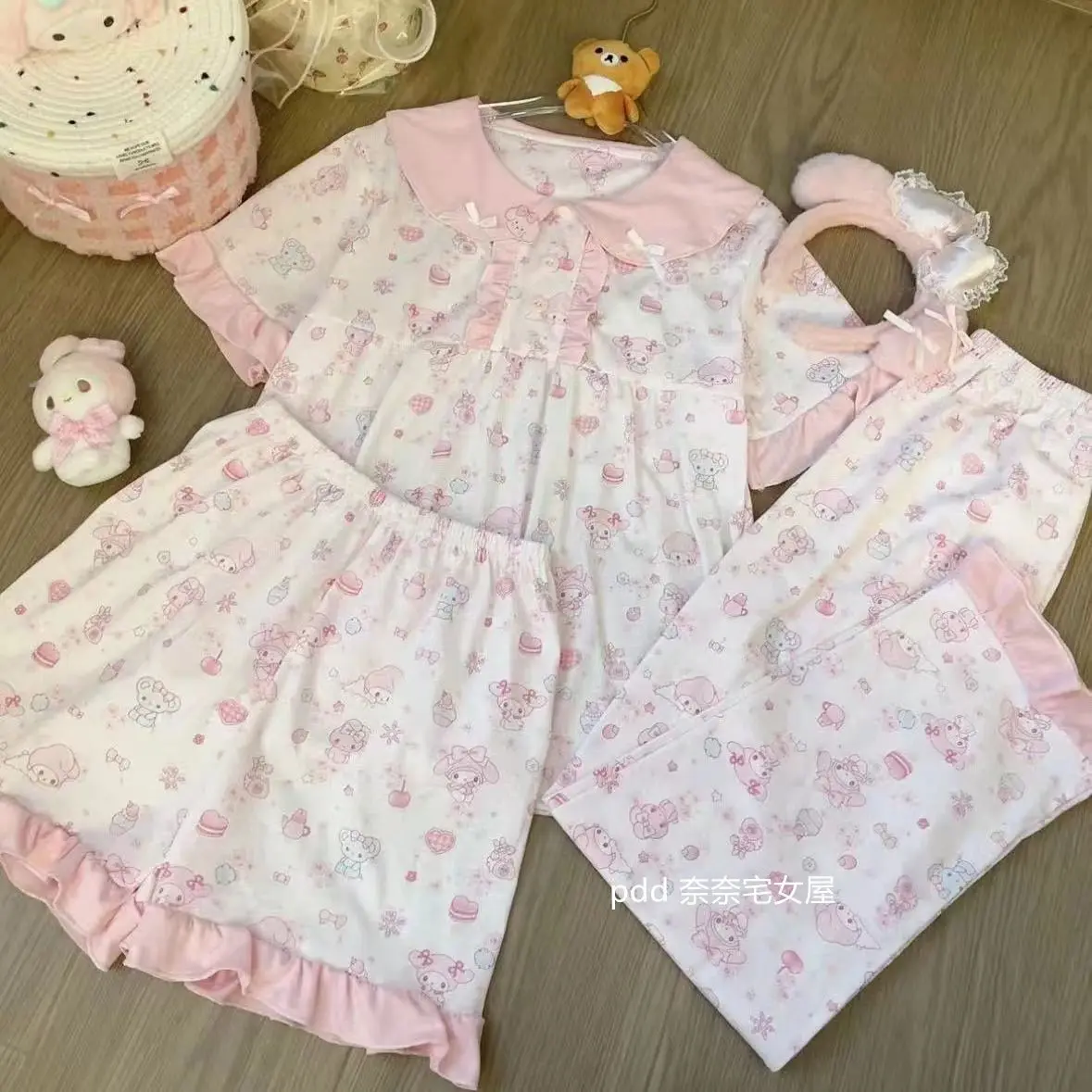 3Pcs My Melody Women Sleeping Pajamas Set Cute Cartoon Student Spring Autumn Leisure Short Sleeved Shorts Long Pant Home Clothes
3Pcs My Melody Women Sleeping Pajamas Set Cute Cartoon Student Spring Autumn Leisure Short Sleeved Shorts Long Pant Home Clothes