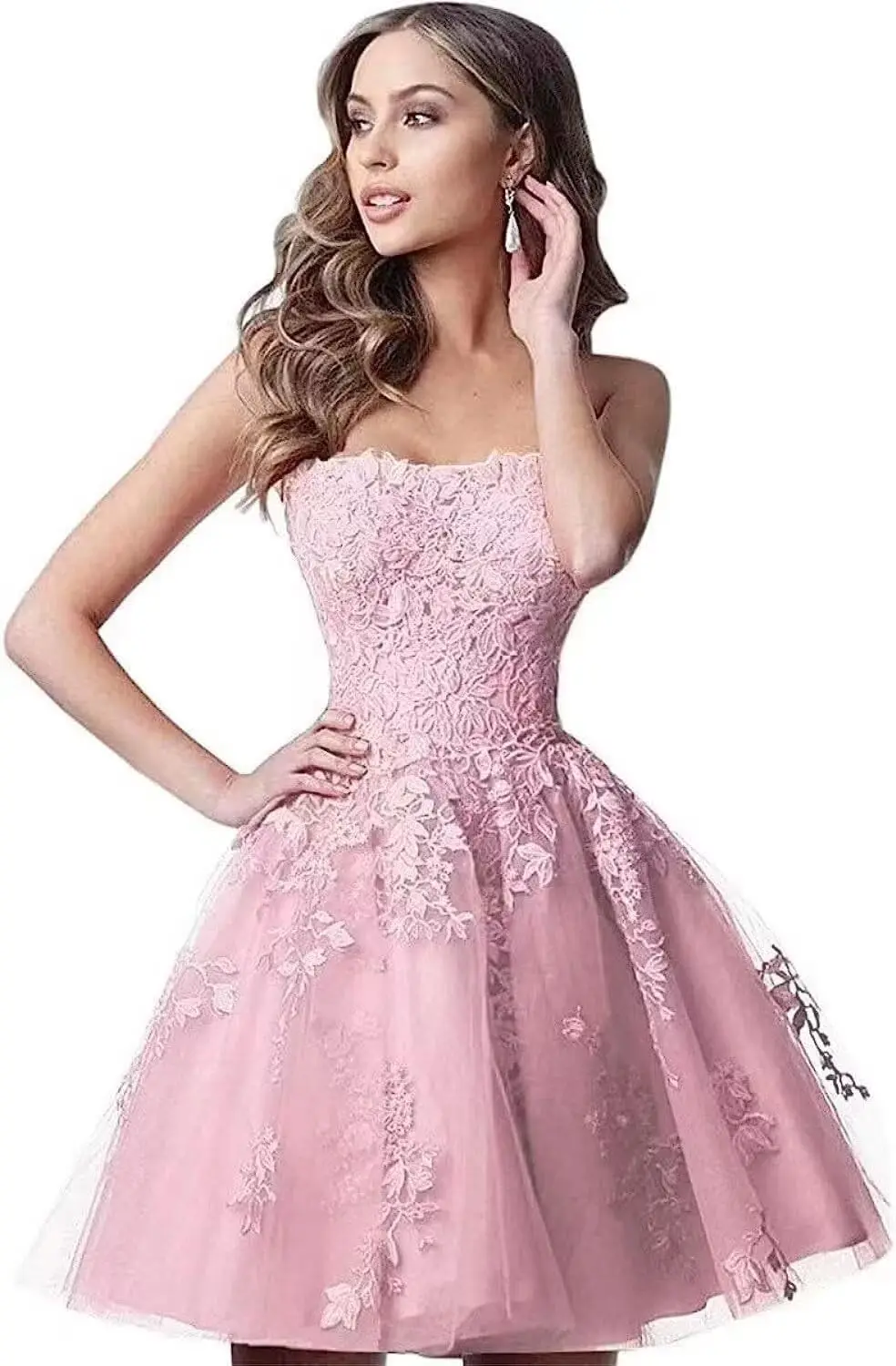 Lace Homecoming Dresses Short A Line Strapless Formal Cocktail Party Gowns graduation dress prom dresses mini dress
Lace Homecoming Dresses Short A Line Strapless Formal Cocktail Party Gowns graduation dress prom dresses mini dress