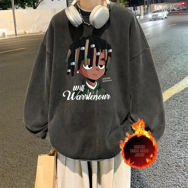 Thickened Fleece Hoodie Men's Autumn Winter American Retro Washed Heavy Cartoon Print Men's Top Loose Fit round Neck Sweatshirt
Thickened Fleece Hoodie Men's Autumn Winter American Retro Washed Heavy Cartoon Print Men's Top Loose Fit round Neck Sweatshirt