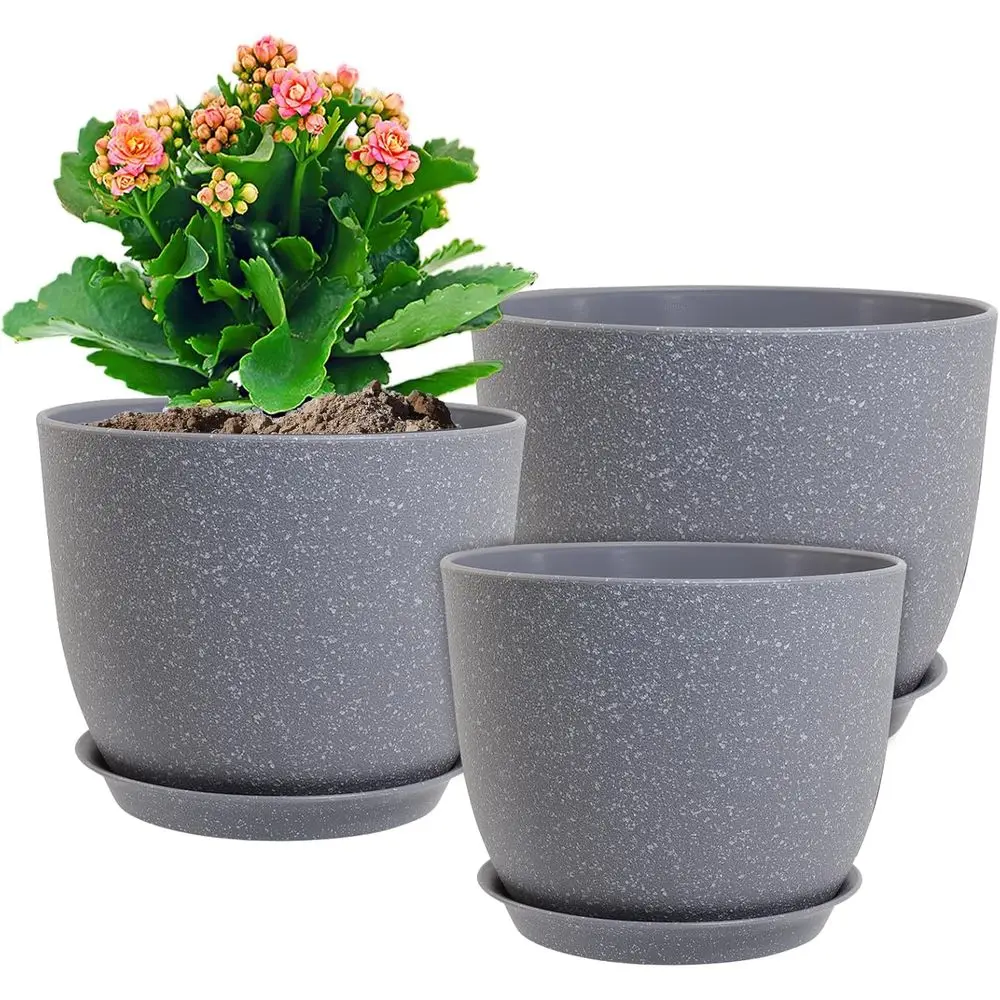WSMKSZ 12/10/9 inch Large Plant Pots, 3 Pack ern Decorative Plastic Planters with Drainage Holes and Saucer or House Garden Plan
WSMKSZ 12/10/9 inch Large Plant Pots, 3 Pack ern Decorative Plastic Planters with Drainage Holes and Saucer or House Garden Plan
