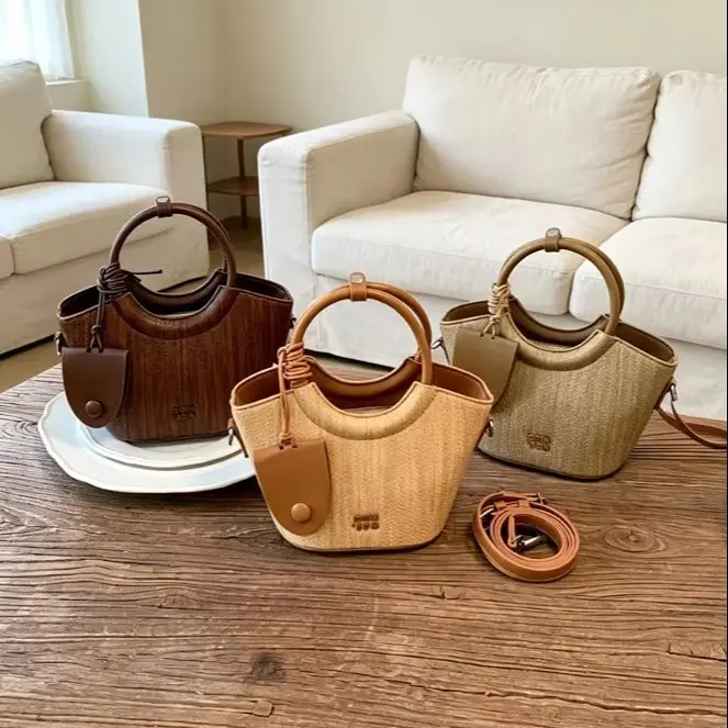 CLAREGQI Women Mini Woven Bucket Bag Circular Ring Handle Handbag Detachable Crossbody Strap Korean Ins Style Small Tote Purse
CLAREGQI Women Mini Woven Bucket Bag Circular Ring Handle Handbag Detachable Crossbody Strap Korean Ins Style Small Tote Purse