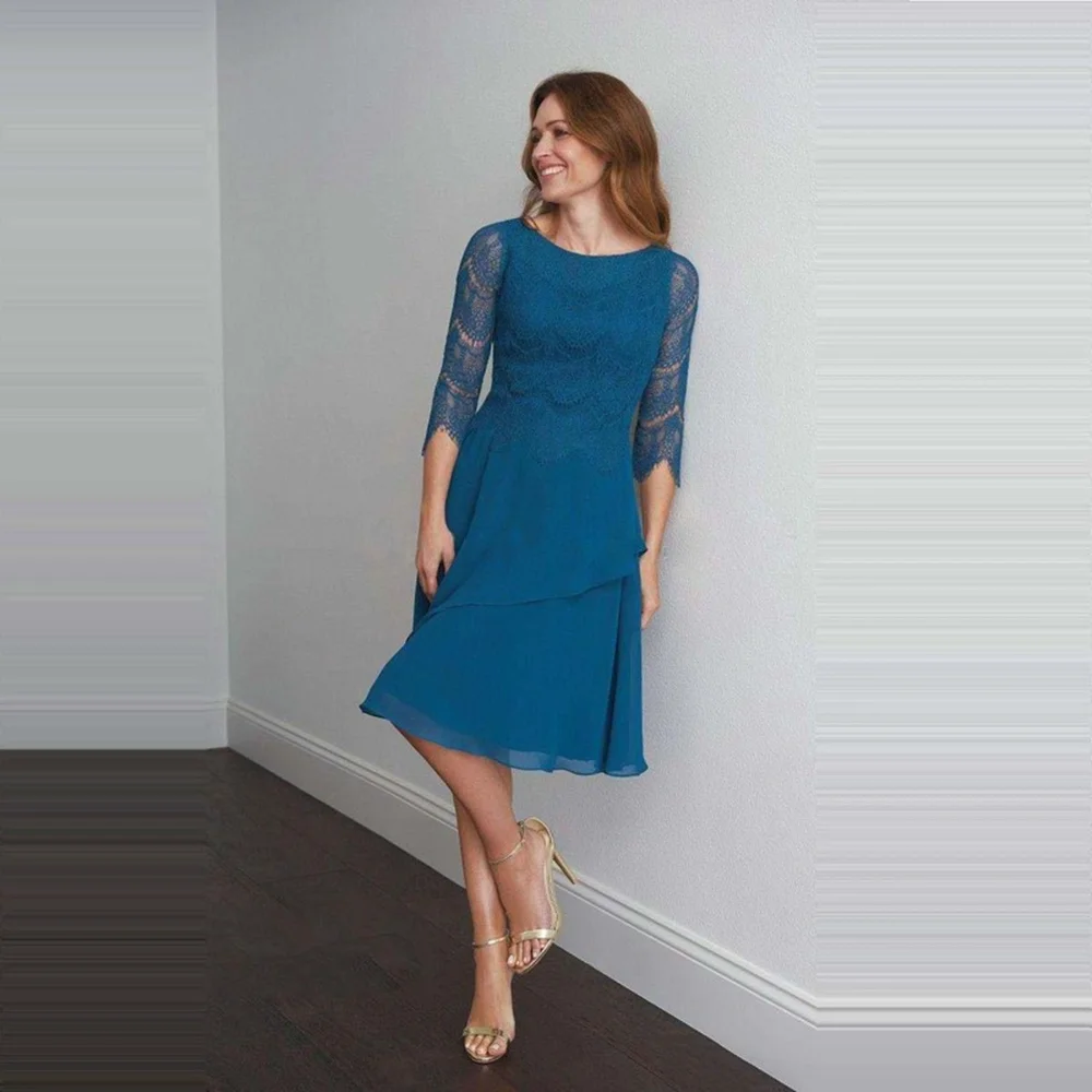 Mother of The Bride Dresses Lace Chiffon 3/4 Sleeves Short Wedding Party Gowns Vestido Mae Da Noiva Mother Dresses for Wedding
Mother of The Bride Dresses Lace Chiffon 3/4 Sleeves Short Wedding Party Gowns Vestido Mae Da Noiva Mother Dresses for Wedding