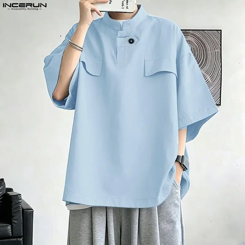INCERUN Men Shirt Solid Color Stand Collar Half Sleeve Loose Menswear Clothing Streetwear 2026 Shirts Korean Style Fashion Tops
INCERUN Men Shirt Solid Color Stand Collar Half Sleeve Loose Menswear Clothing Streetwear 2026 Shirts Korean Style Fashion Tops