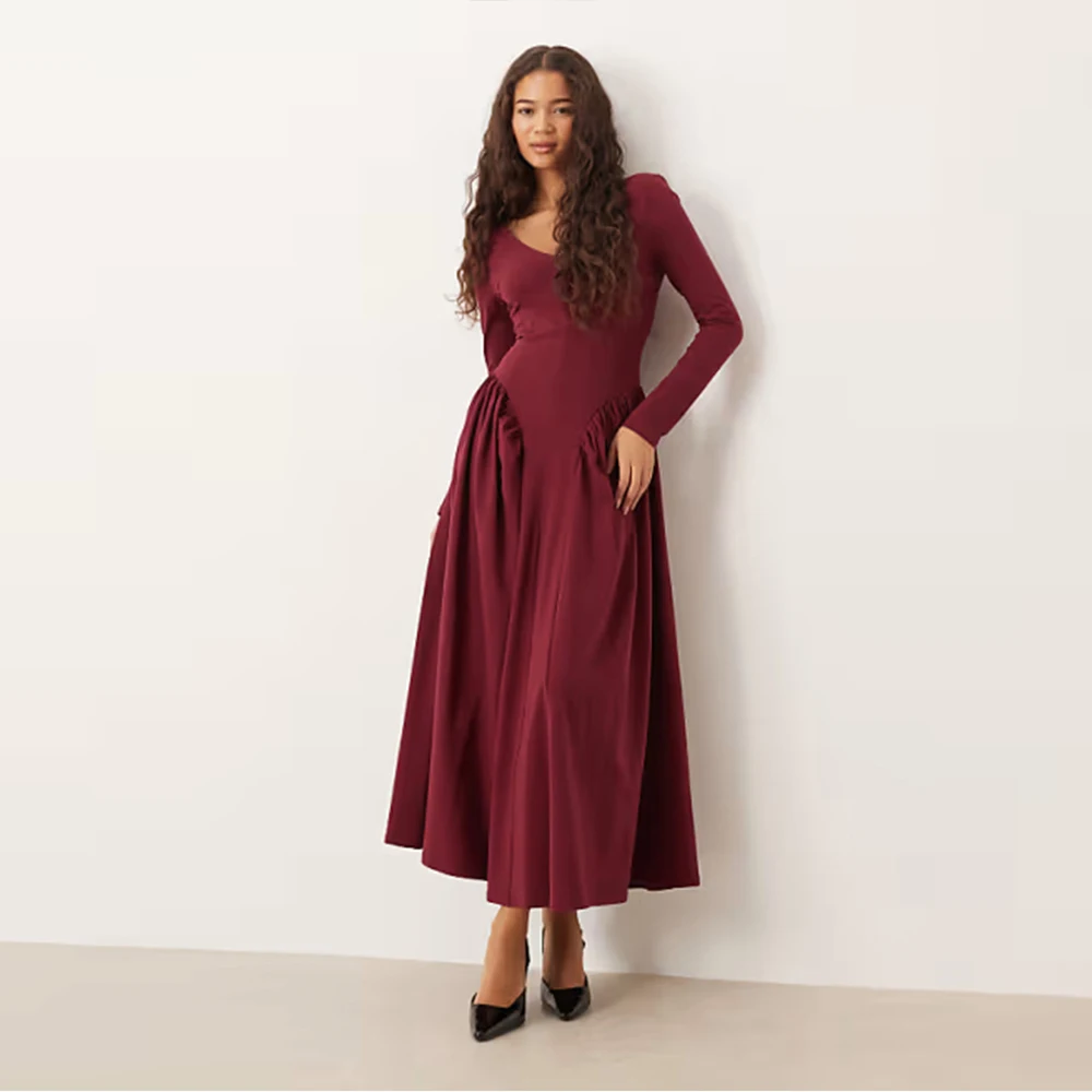 Элегантные бордовые вечерние платья по индивидуальному заказу, плиссированное драпированное платье с v-образным вырезом и длинными рукавами, открытая спина, вечерние платья для выпускного вечера для женщин
Элегантные бордовые вечерние платья по индивидуальному заказу, плиссированное драпированное платье с v-образным вырезом и длинными рукавами, открытая спина, вечерние платья для выпускного вечера для женщин