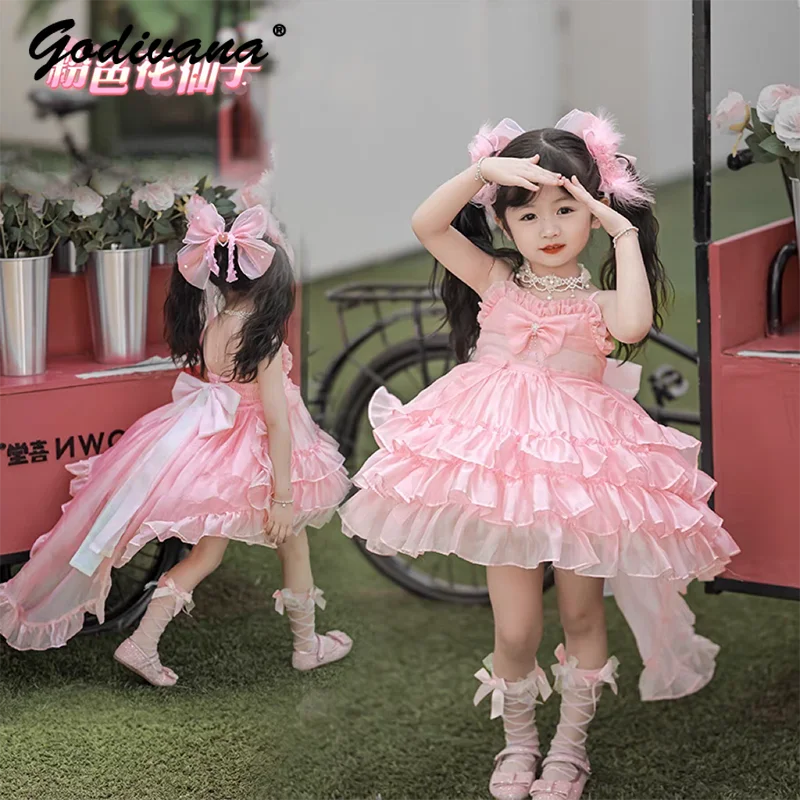 Baby Girls Sweet Pink Lolita Princess Sundress New Summer 2026 Childrens Sleeveless Bow Train Ruffle Trim Luxury Cake Tutu Dress
Baby Girls Sweet Pink Lolita Princess Sundress New Summer 2026 Childrens Sleeveless Bow Train Ruffle Trim Luxury Cake Tutu Dress