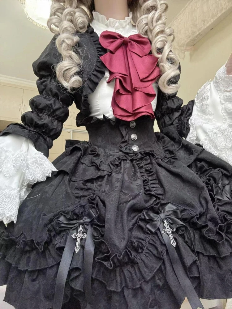 Sweet 3 Piece Sets Women Ruffled Collar Lolita Shirt + Print Crop Coat + Irregular Cake Bow Skirts Streetwear Y2k Outfits Suit
Sweet 3 Piece Sets Women Ruffled Collar Lolita Shirt + Print Crop Coat + Irregular Cake Bow Skirts Streetwear Y2k Outfits Suit