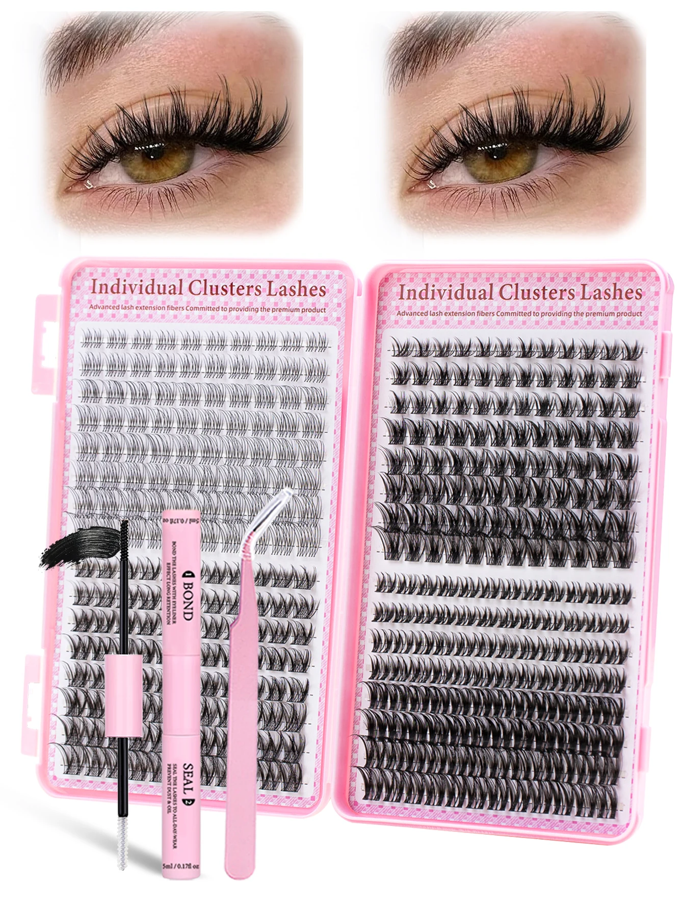 Lash Clusters DIY Lash Extensions Kit 360pcs Individual Lashes Clusters C Curl Eyelash Extension Kit with Bond&Seal,Tweezers
Lash Clusters DIY Lash Extensions Kit 360pcs Individual Lashes Clusters C Curl Eyelash Extension Kit with Bond&Seal,Tweezers