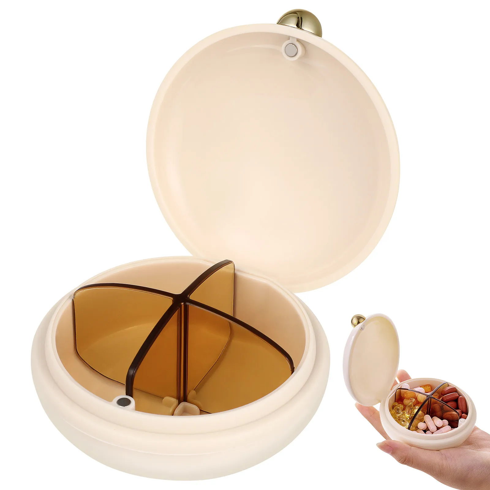 Sealed Pill Case Four Compartments Portable Medicine Organizer Outdoor Travel Small Round Container Dispenser Compact
Sealed Pill Case Four Compartments Portable Medicine Organizer Outdoor Travel Small Round Container Dispenser Compact