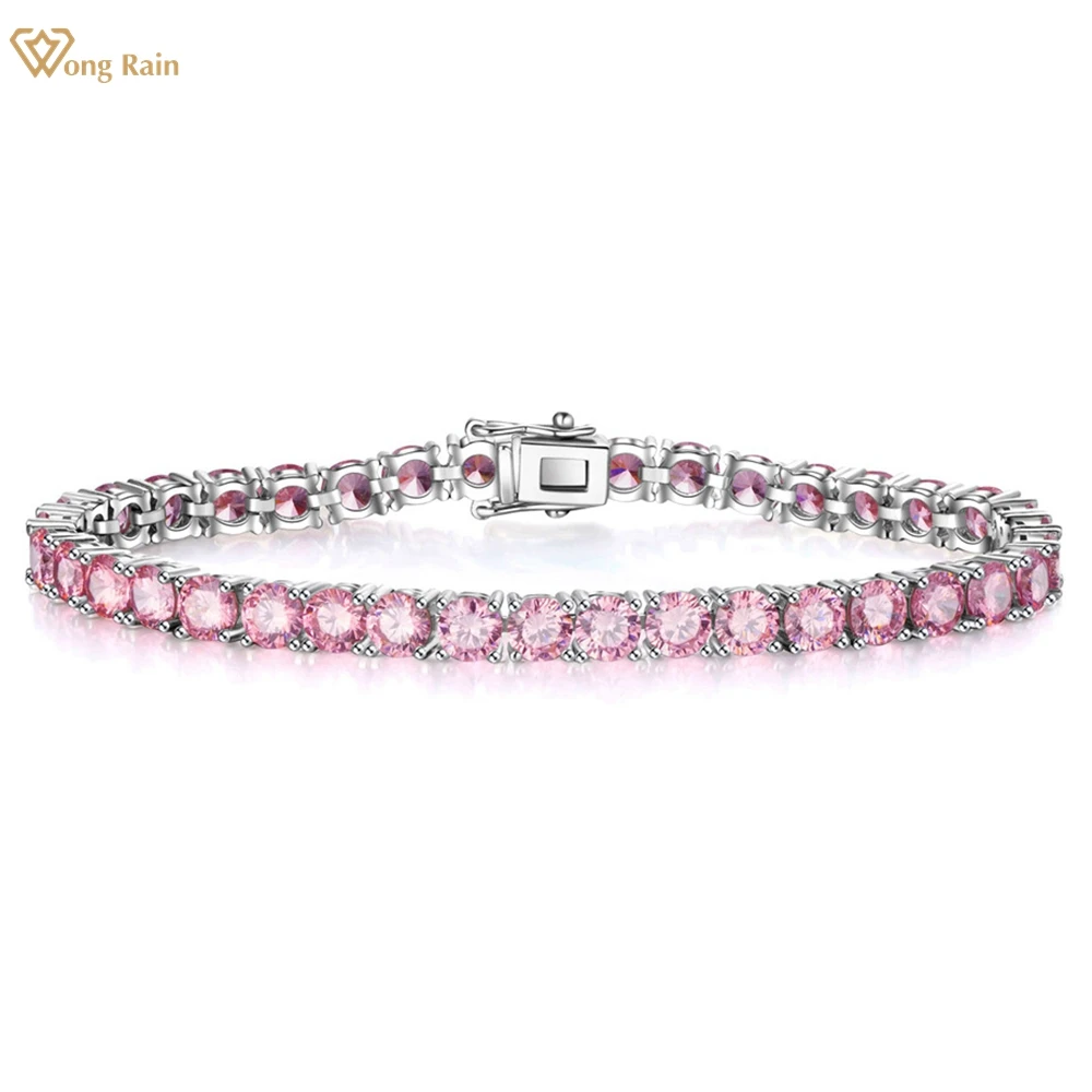Wong Rain New In Solid 925 Sterling Silver 5MM Lab Pink Sapphire Gemstone Tennis Chain Bracelets Fine Jewelry Christmas Gift
Wong Rain New In Solid 925 Sterling Silver 5MM Lab Pink Sapphire Gemstone Tennis Chain Bracelets Fine Jewelry Christmas Gift