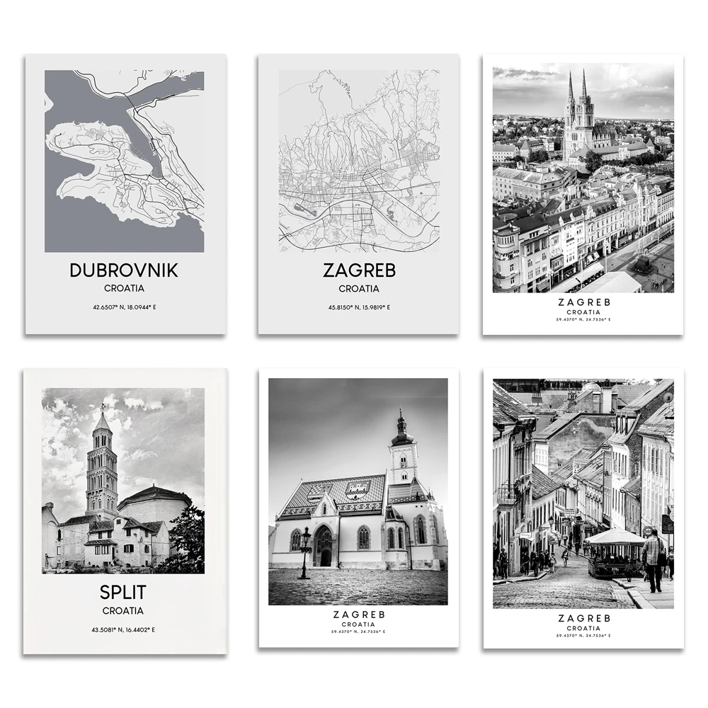 Zagreb Croatia, divided city Croatia, Dubrovnik Croatia, Zagreb city map, Pula Croatia black and white travel landscape poster
Zagreb Croatia, divided city Croatia, Dubrovnik Croatia, Zagreb city map, Pula Croatia black and white travel landscape poster