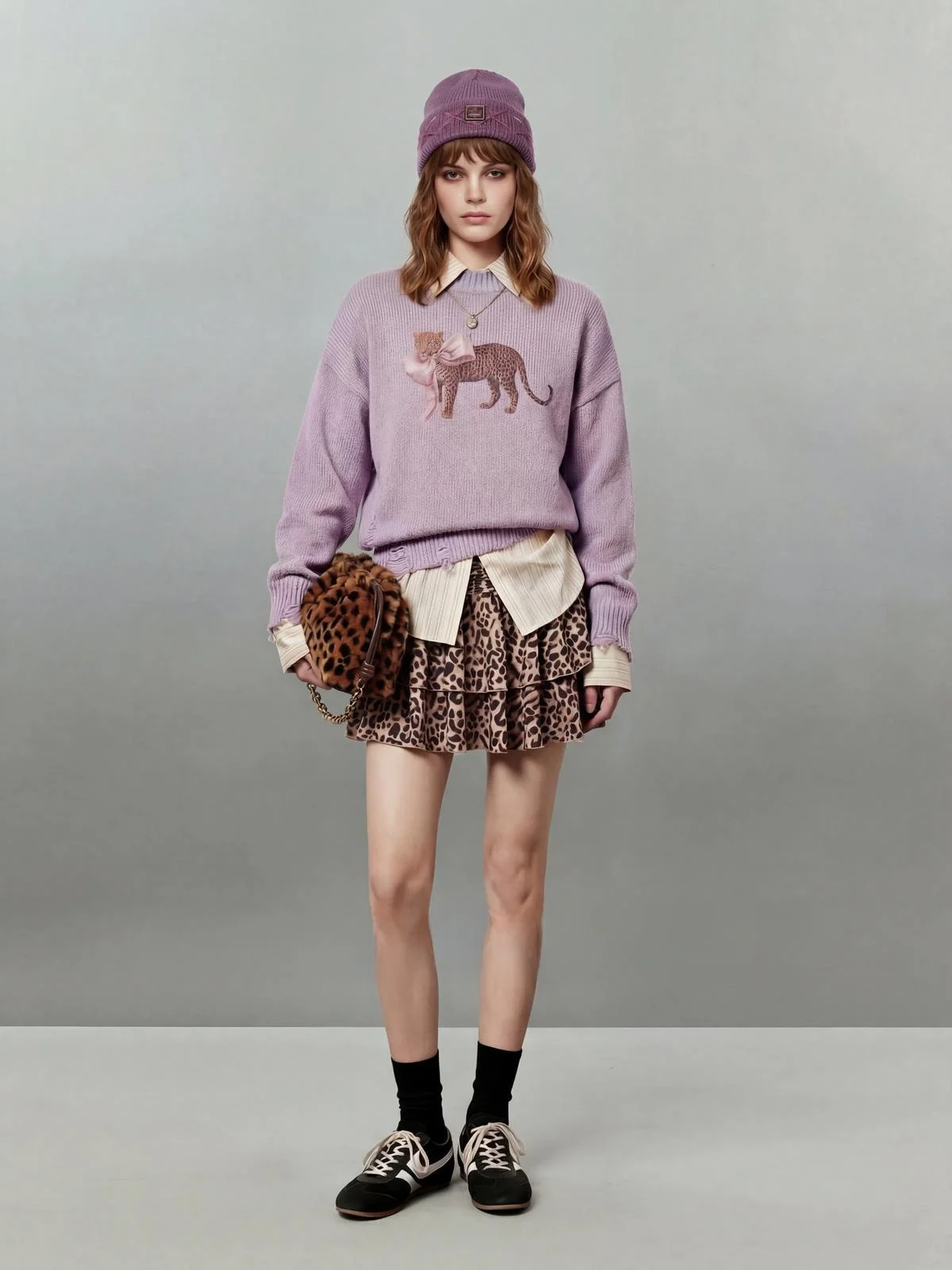 Женский вязаный свитер Uncle Purple, весна 2026, новинка, с леопардовым принтом, повседневный, с дырками, модный топ свободного кроя, с длинными рукавами
Женский вязаный свитер Uncle Purple, весна 2026, новинка, с леопардовым принтом, повседневный, с дырками, модный топ свободного кроя, с длинными рукавами