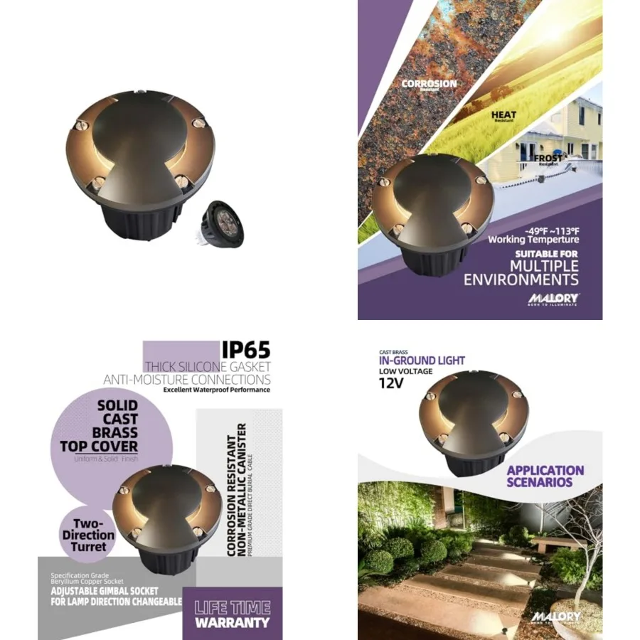 Brass Top Cover Landscape Well Lights, 5''H 12V Low Voltage Outdoor In Ground Lights, Landscape Lighting for Pathway, Driveway
Brass Top Cover Landscape Well Lights, 5''H 12V Low Voltage Outdoor In Ground Lights, Landscape Lighting for Pathway, Driveway