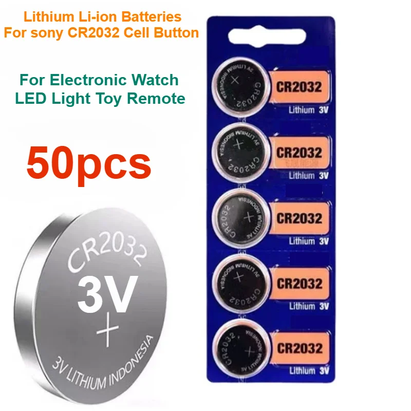 50pcs Lithium Li-ion Batteries for Electronic Watch LED Light Toy Remote For sony CR2032 Cell Button 3V DL2032 ECR2032
50pcs Lithium Li-ion Batteries for Electronic Watch LED Light Toy Remote For sony CR2032 Cell Button 3V DL2032 ECR2032